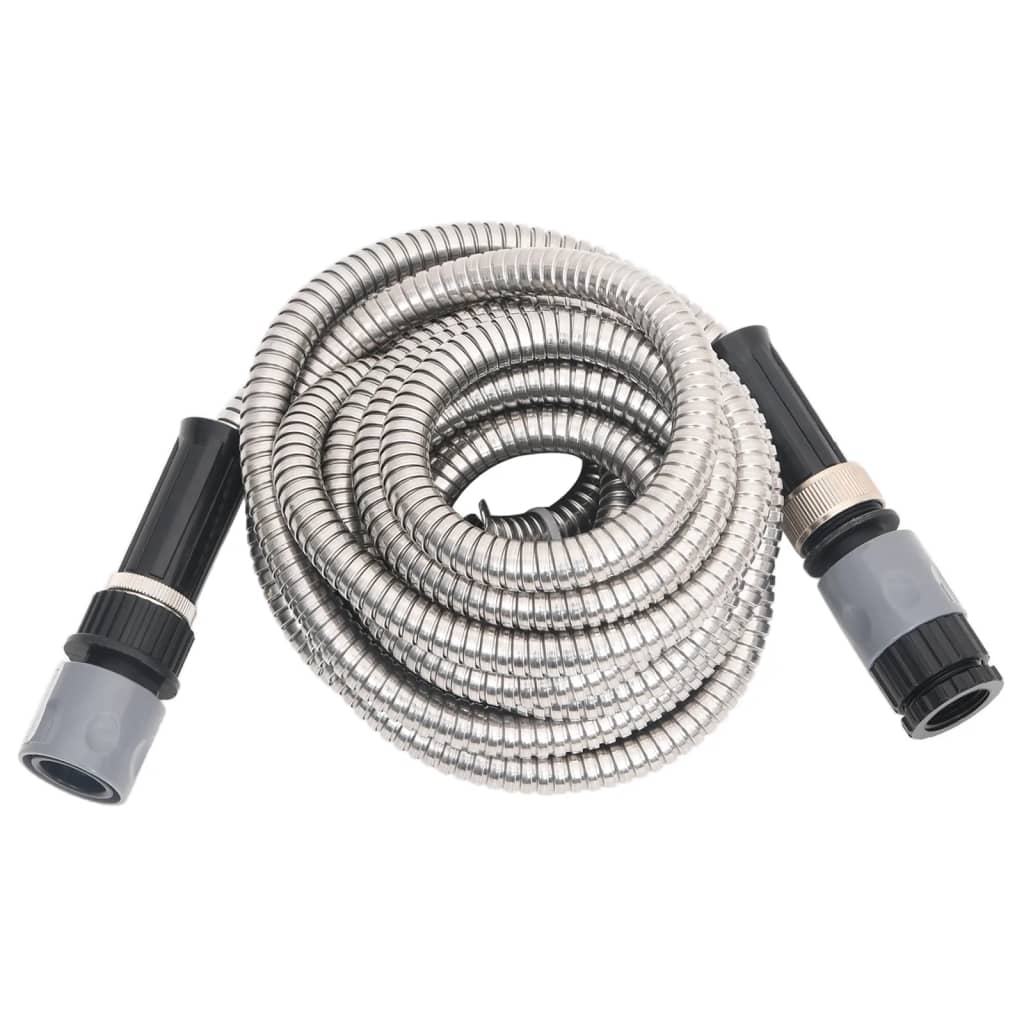 Berkfield Garden Hose with Spray Nozzle Silver 0.6" 30 m Stainless Steel