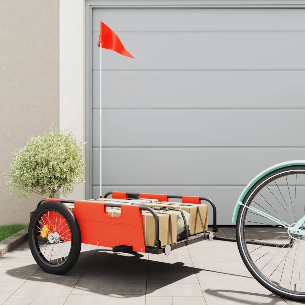 Berkfield Cargo Bike Trailer Orange Oxford Fabric and Iron