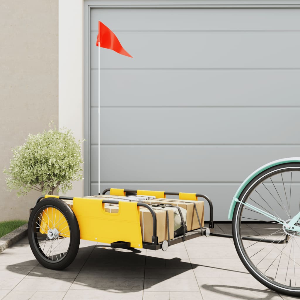 Berkfield Cargo Bike Trailer Yellow Oxford Fabric and Iron