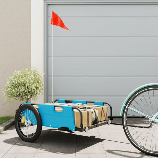 Berkfield Cargo Bike Trailer Blue Oxford Fabric and Iron