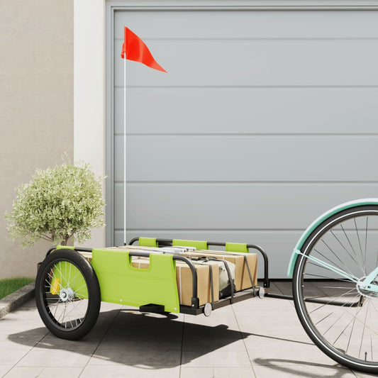 Berkfield Cargo Bike Trailer Green Oxford Fabric and Iron