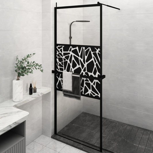 Berkfield Walk-in Shower Wall with Shelf Black 80x195cm ESG Glass&Aluminium
