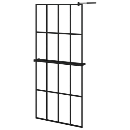 Berkfield Walk-in Shower Wall with Shelf Black 90x195 cm ESG Glass&Aluminium