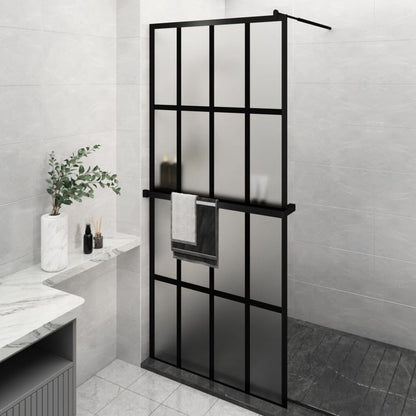 Berkfield Walk-in Shower Wall with Shelf Black 90x195 cm ESG Glass&Aluminium