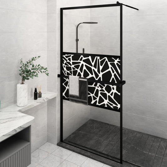 Berkfield Walk-in Shower Wall with Shelf Black 115x195 cm ESG Glass&Aluminium