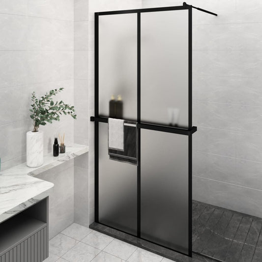 Berkfield Walk-in Shower Wall with Shelf Black 118x190 cm ESG Glass&Aluminium