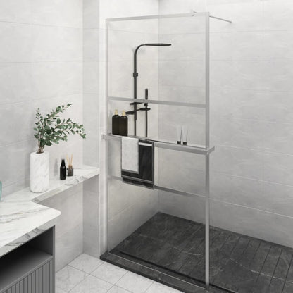 Berkfield Walk-in Shower Wall with Shelf Chrome 90x195 cm ESG Glass&Aluminium