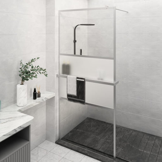 Berkfield Walk-in Shower Wall with Shelf Chrome 90x195 cm ESG Glass&Aluminium