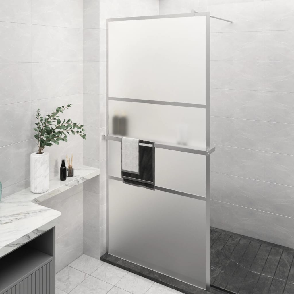 Berkfield Walk-in Shower Wall with Shelf Chrome 90x195 cm ESG Glass&Aluminium