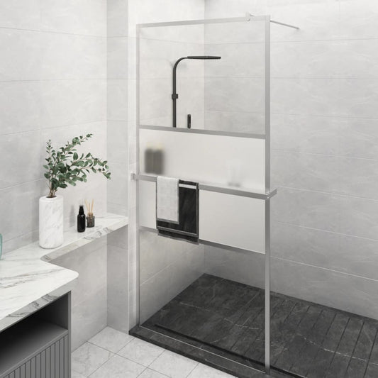 Berkfield Walk-in Shower Wall with Shelf Chrome 100x195 cm ESG Glass&Aluminium