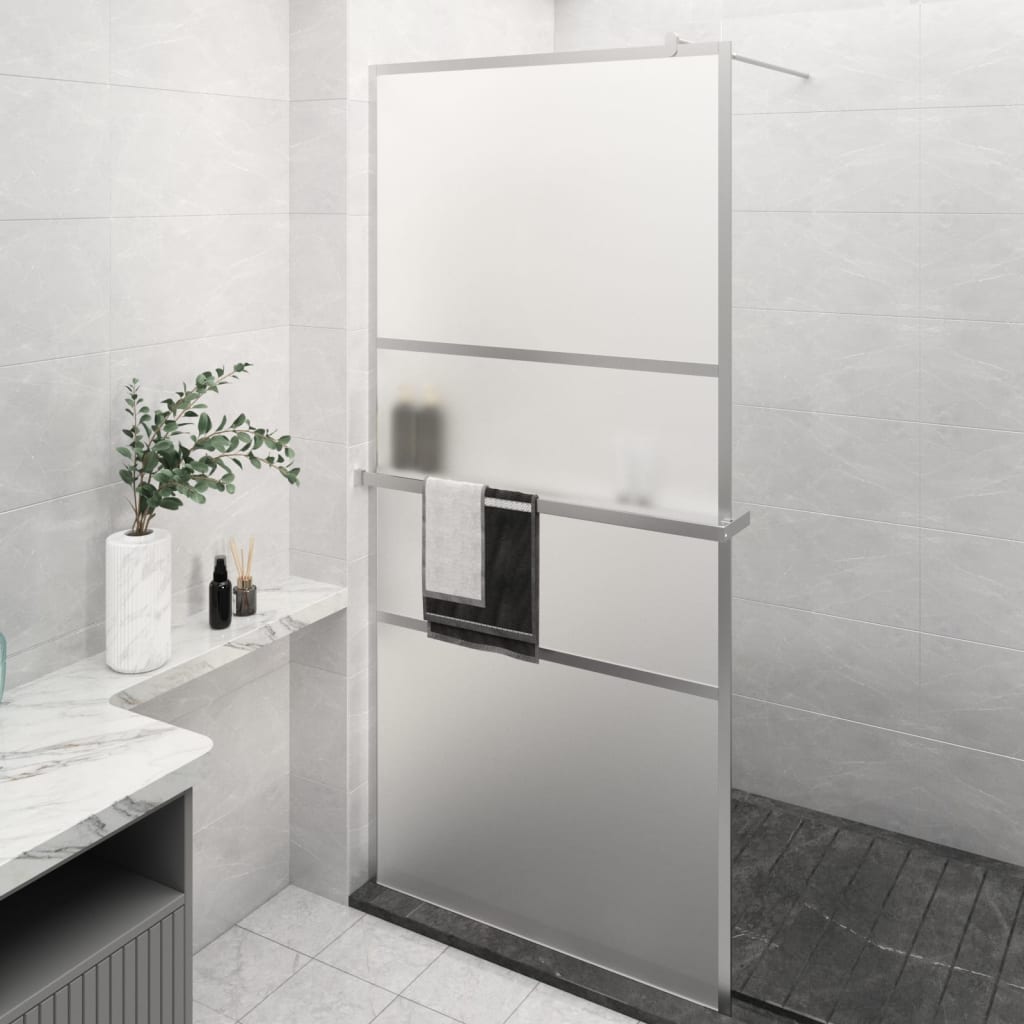 Berkfield Walk-in Shower Wall with Shelf Chrome 100x195 cm ESG Glass&Aluminium