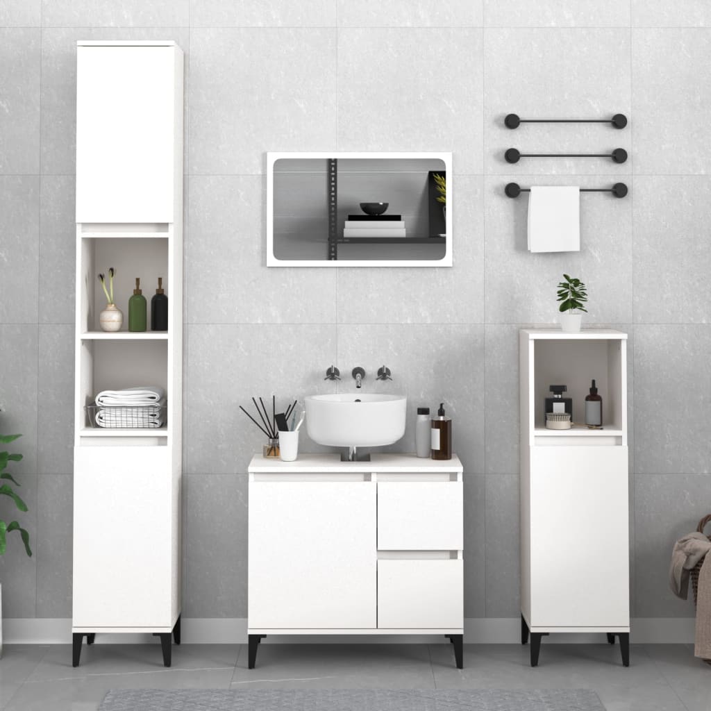 Berkfield 3 Piece Bathroom Cabinet Set White Engineered Wood