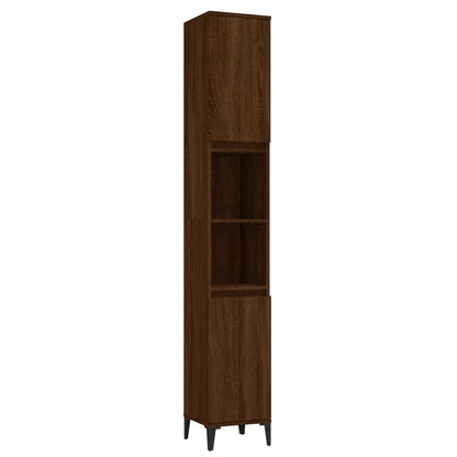 Berkfield 3 Piece Bathroom Cabinet Set Brown Oak Engineered Wood
