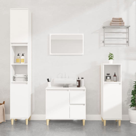 Berkfield 4 Piece Bathroom Furniture Set White Engineered Wood