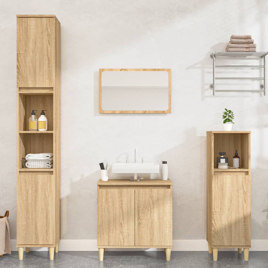 Berkfield 3 Piece Bathroom Furniture Set Sonoma Oak Engineered Wood
