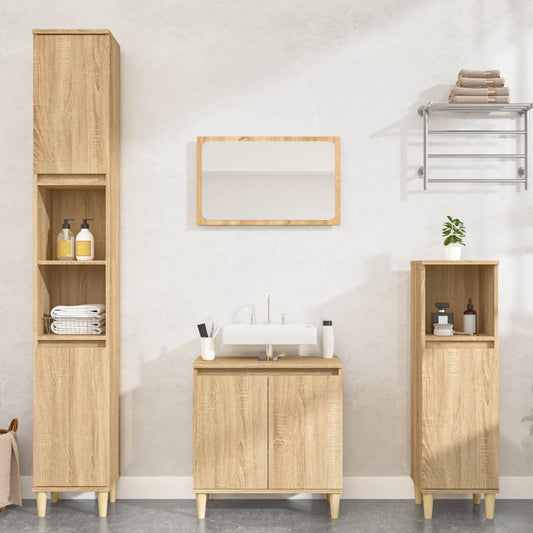 Berkfield 3 Piece Bathroom Furniture Set Sonoma Oak Engineered Wood