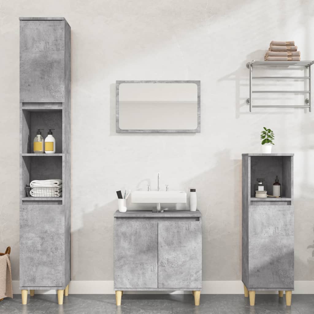 Berkfield 3 Piece Bathroom Furniture Set Concrete Grey Engineered Wood