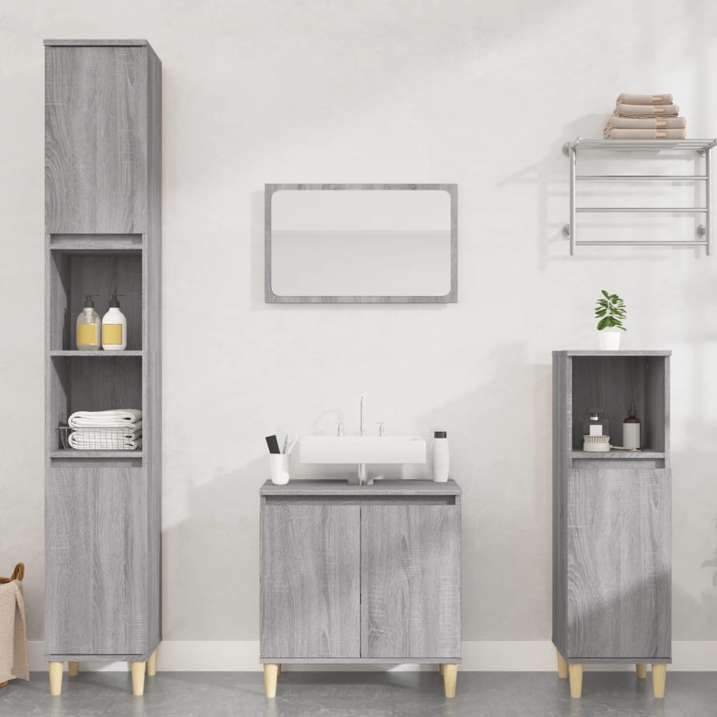 Berkfield 3 Piece Bathroom Furniture Set Grey Sonoma Engineered Wood