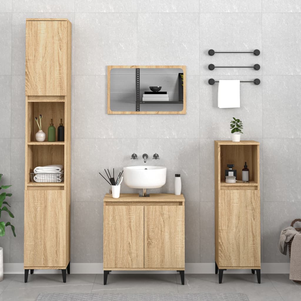 Berkfield 3 Piece Bathroom Furniture Set Sonoma Oak Engineered Wood