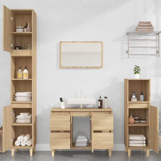 Berkfield 3 Piece Bathroom Furniture Set Sonoma Oak Engineered Wood