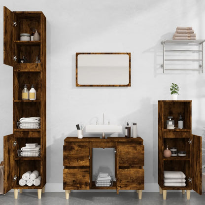 Berkfield 3 Piece Bathroom Furniture Set Smoked Oak Engineered Wood