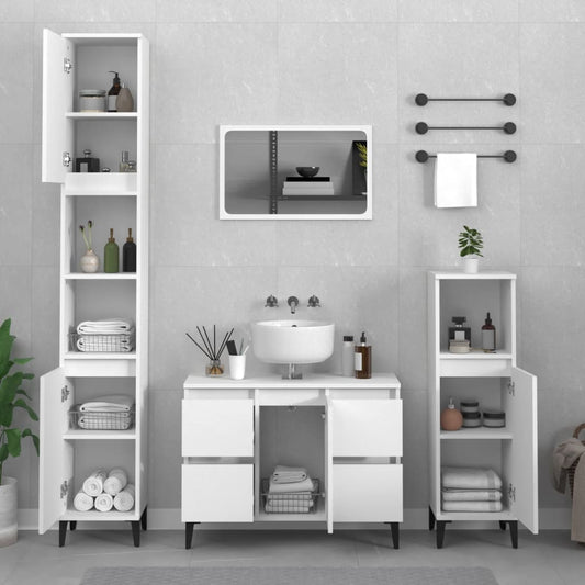 Berkfield 3 Piece Bathroom Furniture Set White Engineered Wood