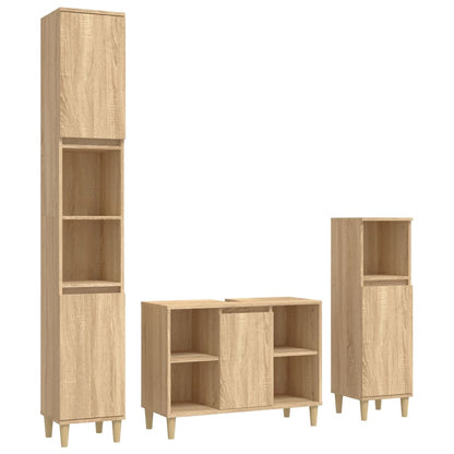 Berkfield 3 Piece Bathroom Furniture Set Sonoma Oak Engineered Wood