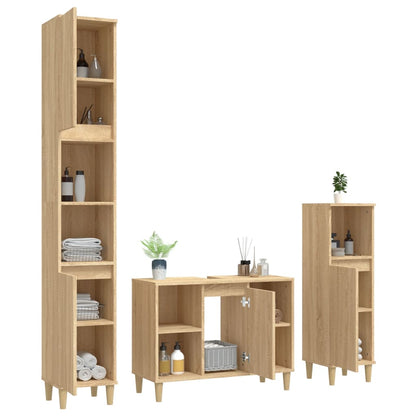 Berkfield 3 Piece Bathroom Furniture Set Sonoma Oak Engineered Wood