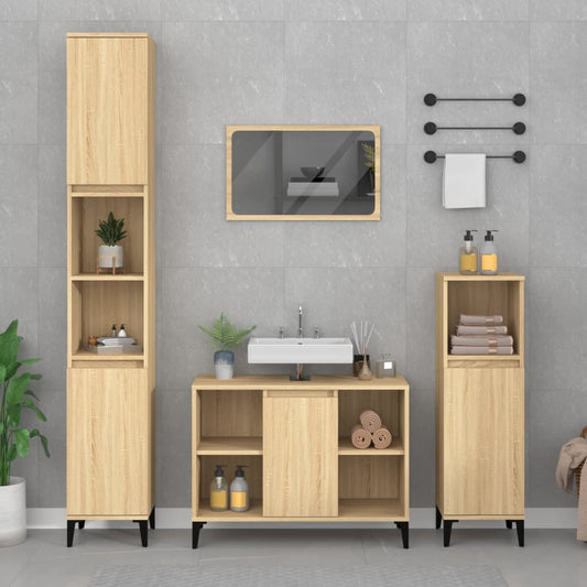 Berkfield 3 Piece Bathroom Furniture Set Sonoma Oak Engineered Wood