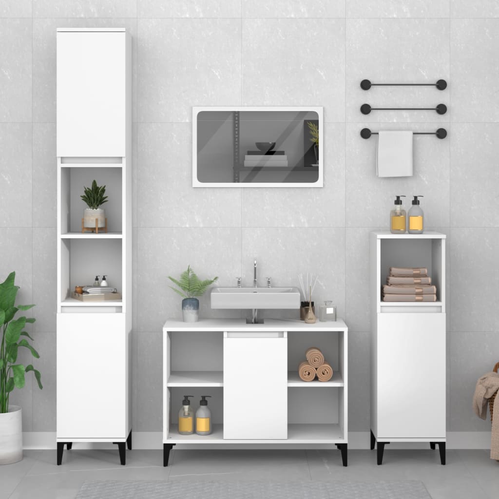 Berkfield 4 Piece Bathroom Furniture Set White Engineered Wood