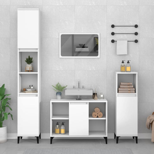 Berkfield 4 Piece Bathroom Furniture Set White Engineered Wood