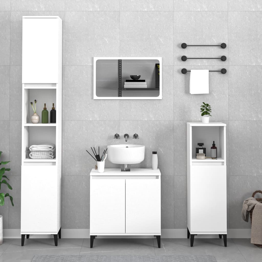 Berkfield 3 Piece Bathroom Furniture Set White Engineered Wood