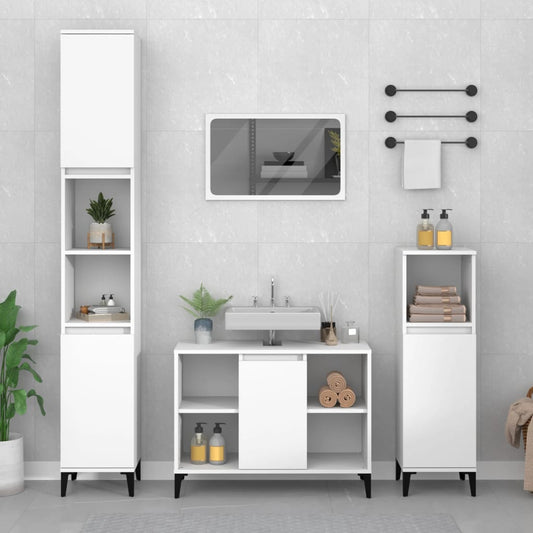Berkfield 3 Piece Bathroom Furniture Set White Engineered Wood