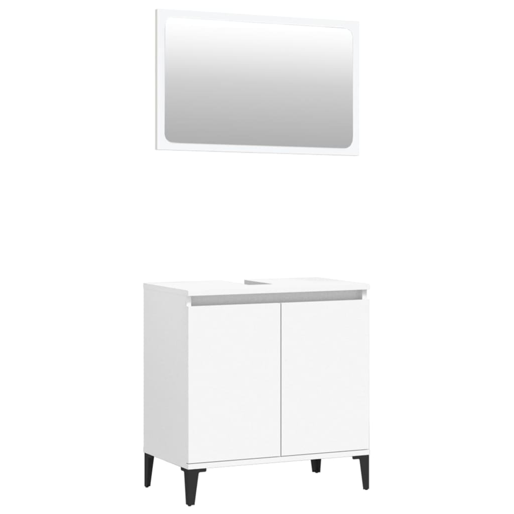 Berkfield 2 Piece Bathroom Furniture Set White Engineered Wood