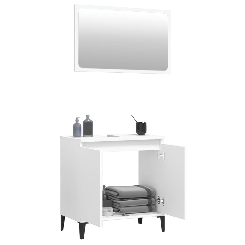 Berkfield 2 Piece Bathroom Furniture Set White Engineered Wood