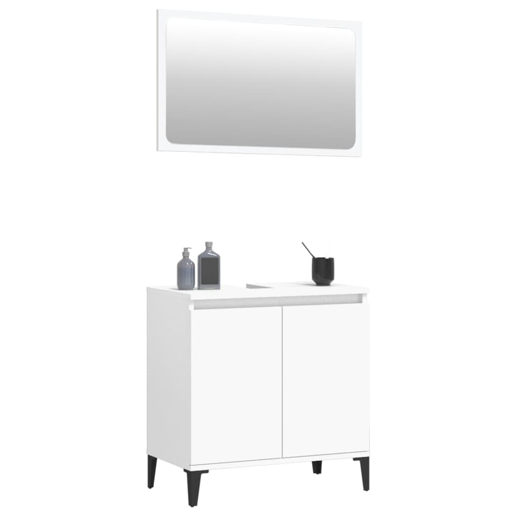 Berkfield 2 Piece Bathroom Furniture Set White Engineered Wood