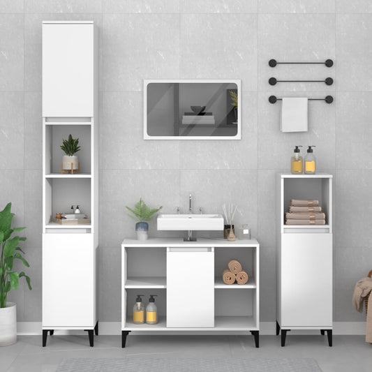 Berkfield 2 Piece Bathroom Furniture Set White Engineered Wood