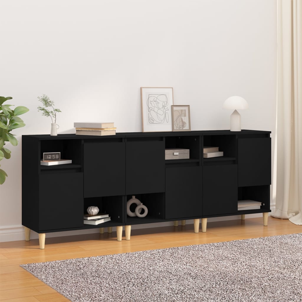 Berkfield Sideboards 3 pcs Black 60x35x70 cm Engineered Wood