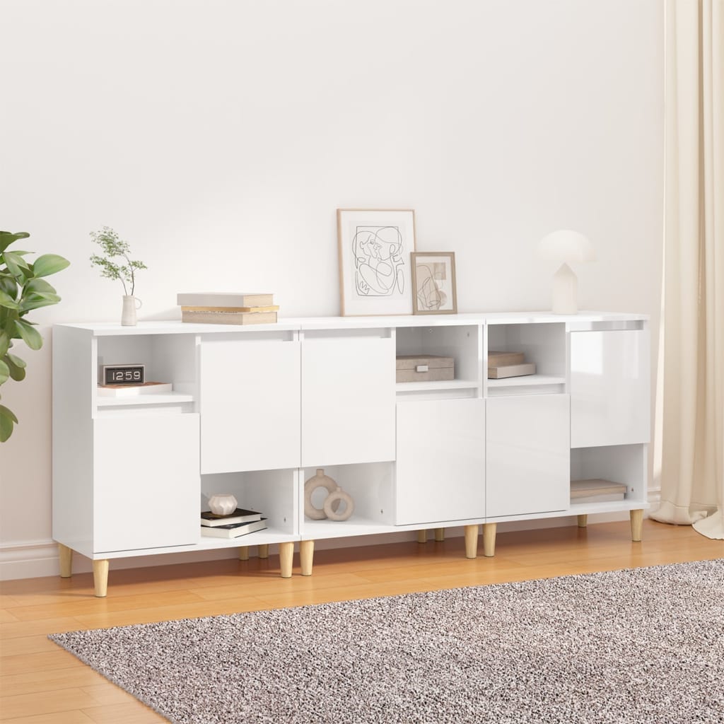 Berkfield Sideboards 3 pcs High Gloss White 60x35x70 cm Engineered Wood