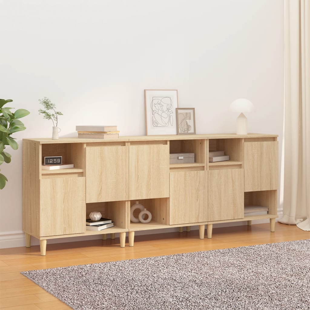 Berkfield Sideboards 3 pcs Sonoma Oak 60x35x70 cm Engineered Wood