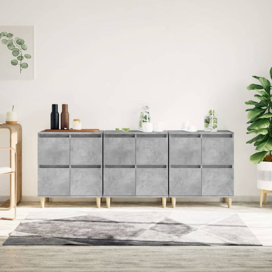 Berkfield Sideboards 3 pcs Concrete Grey 60x35x70 cm Engineered Wood