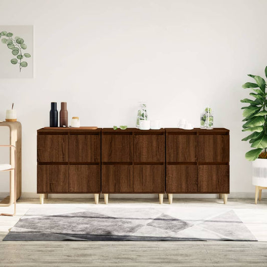 Berkfield Sideboards 3 pcs Brown Oak 60x35x70 cm Engineered Wood