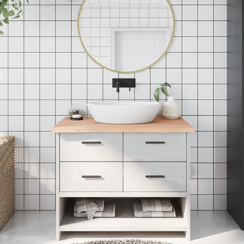 Berkfield Bathroom Countertop 100x50x4 cm Untreated Solid Wood