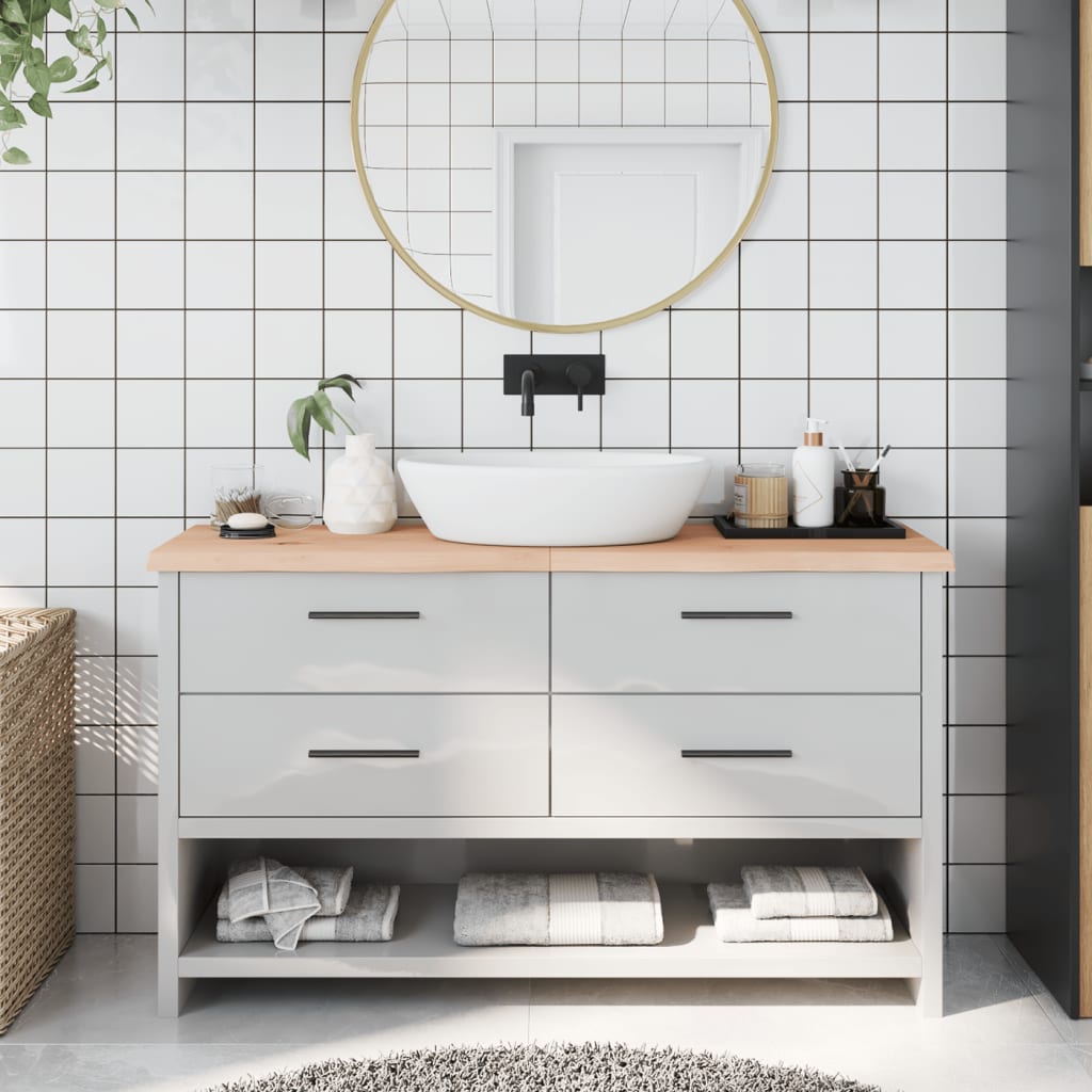 Berkfield Bathroom Countertop 140x30x4 cm Untreated Solid Wood