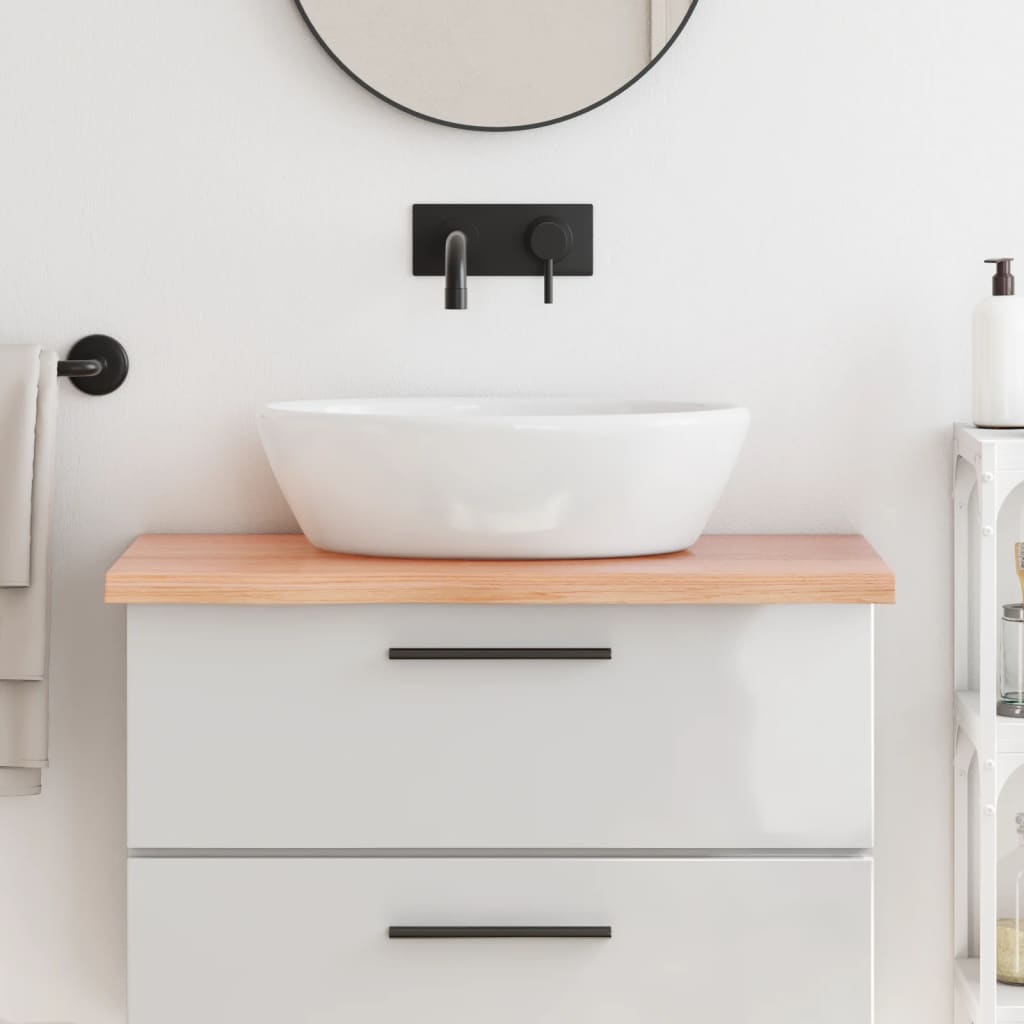 Berkfield Bathroom Countertop Light Brown 80x50x4 cm Treated Solid Wood