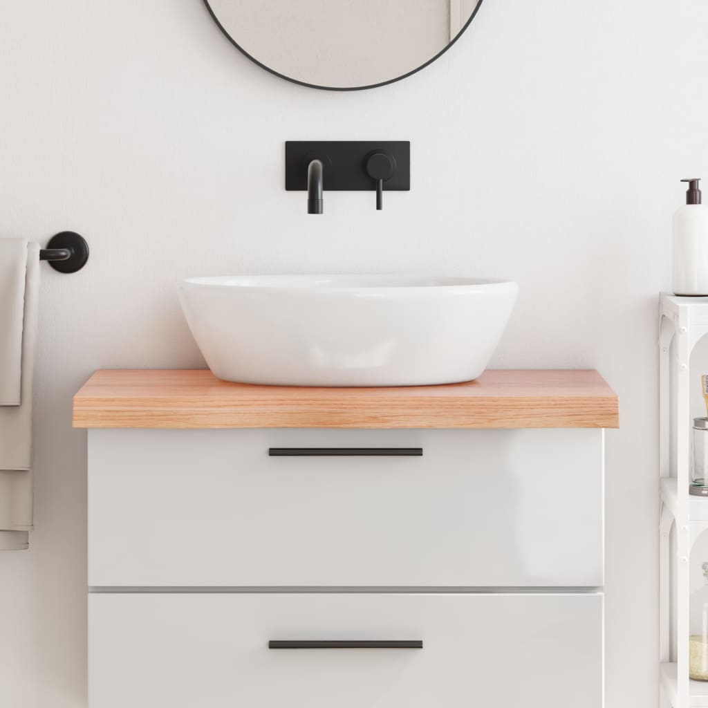 Berkfield Bathroom Countertop Light Brown 80x50x6 cm Treated Solid Wood