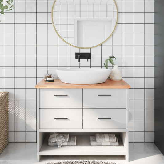 Berkfield Bathroom Countertop Light Brown 100x50x2 cm Treated Solid Wood