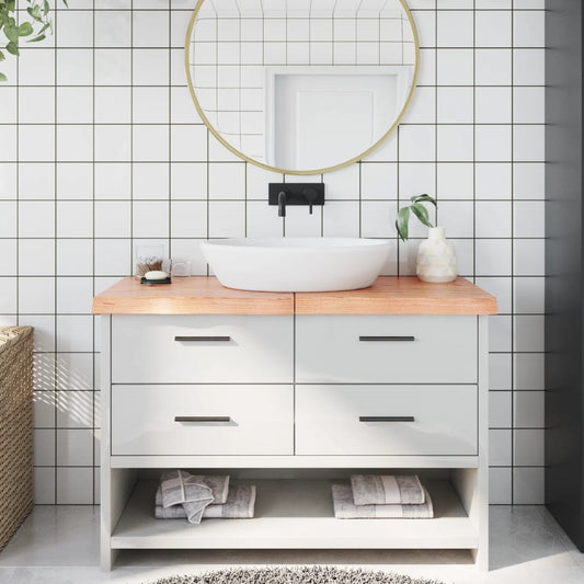 Berkfield Bathroom Countertop Light Brown 120x50x6 cm Treated Solid Wood