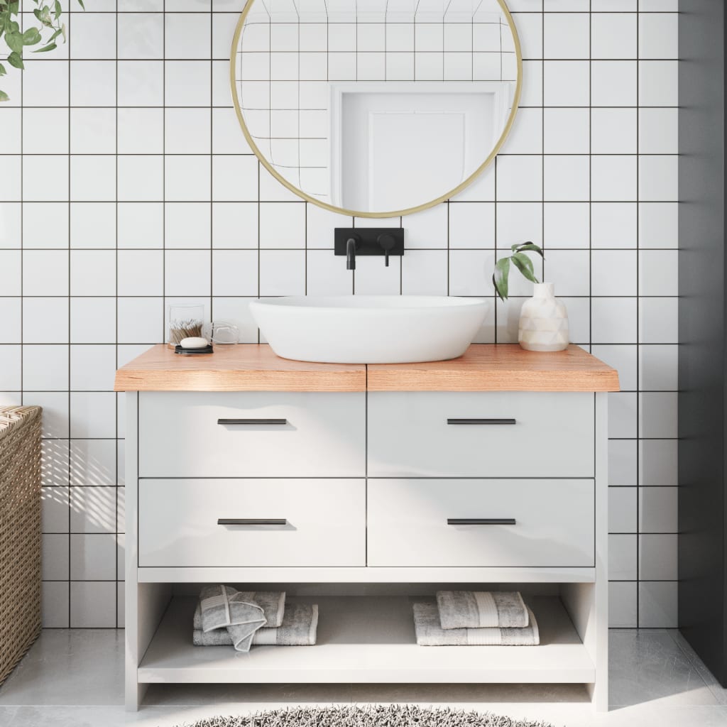 Berkfield Bathroom Countertop Light Brown 120x60x6 cm Treated Solid Wood