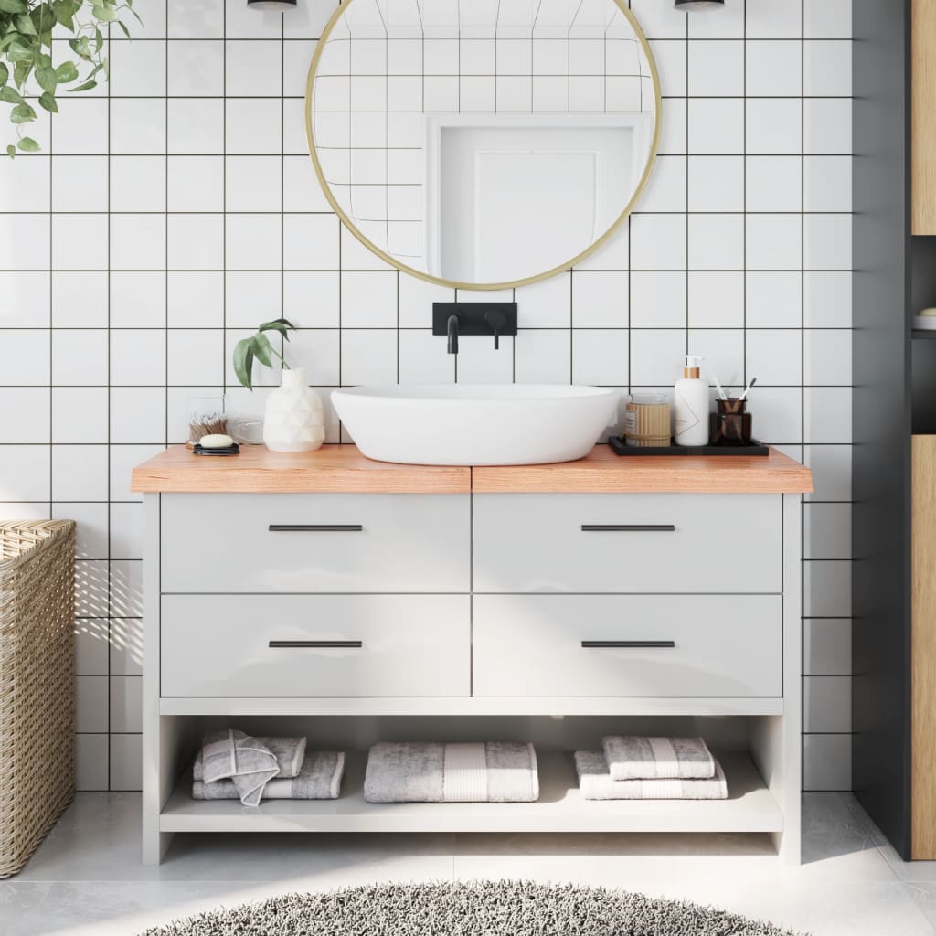 Berkfield Bathroom Countertop Light Brown 140x30x6 cm Treated Solid Wood